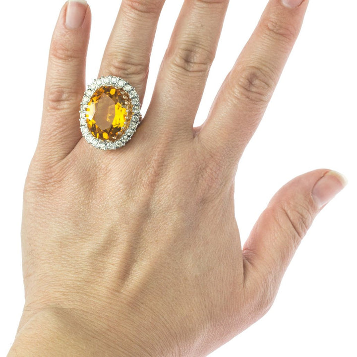 Vintage Women's Statement Crystal Cocktail Ring 18k Gold Electroplated by PVD Vintage Jewelry