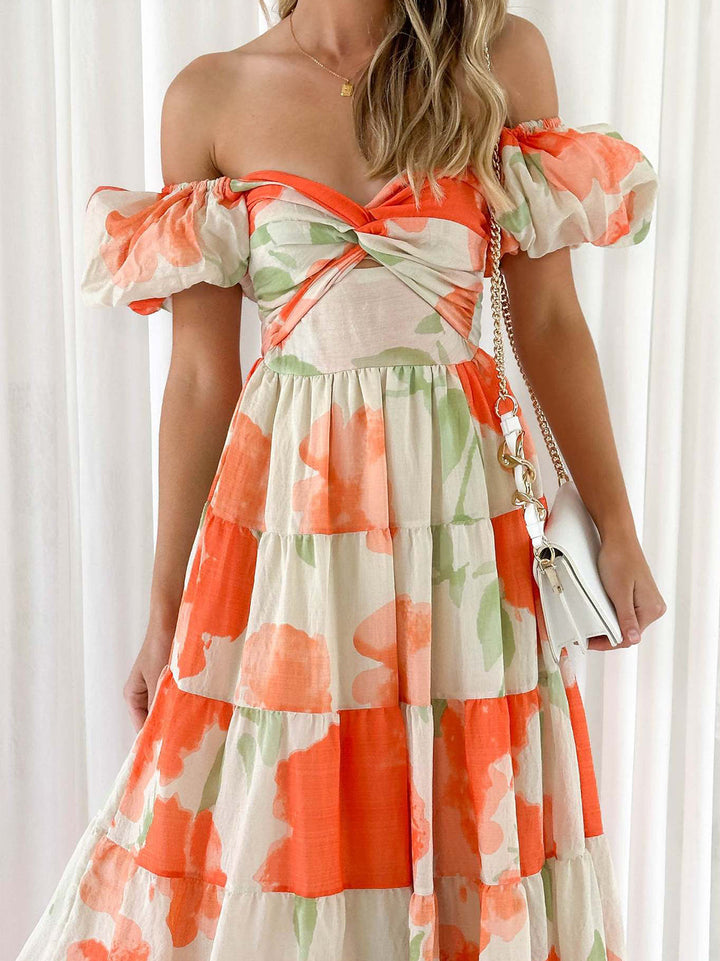 Floral Printed Puff Sleeve Dress