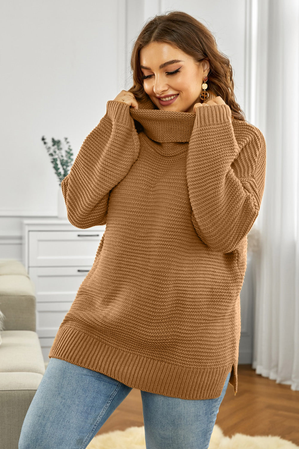 Horizontal Ribbing Turtleneck Sweater by BlakWardrob