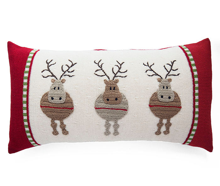 Round Reindeer Lumbar Pillow by Melange Collection