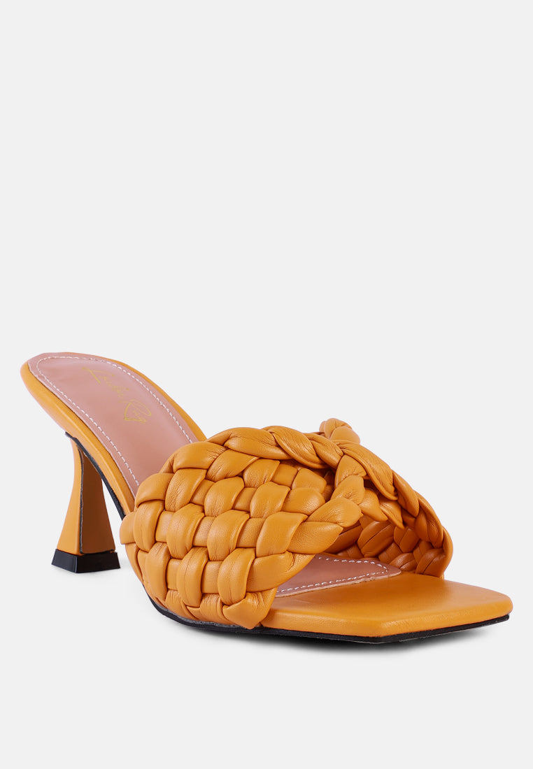 celie woven strap mid heel sandals by London Rag