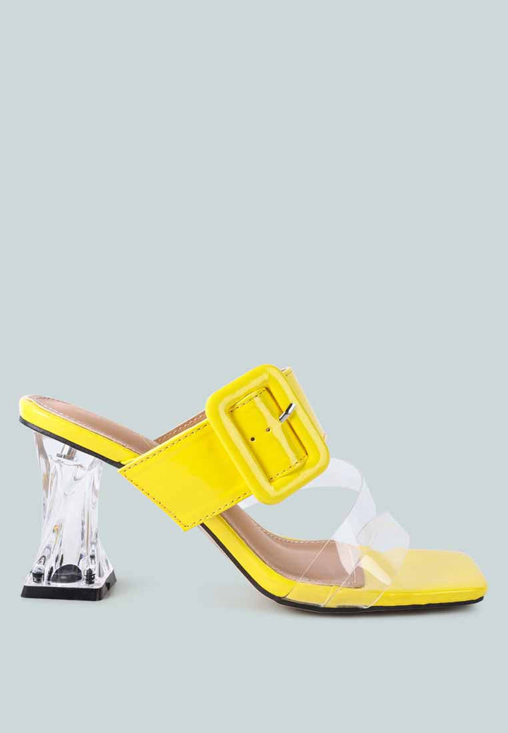 city girl buckle detail clear spool heel sandals by London Rag