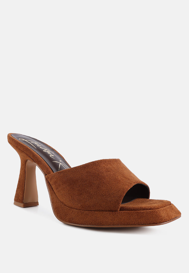 Copyme Micro Suede Slip On Spool Heel Sandals by London Rag