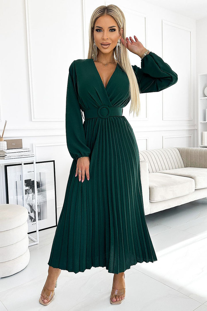 Midi A-line Long-Sleeve Dress