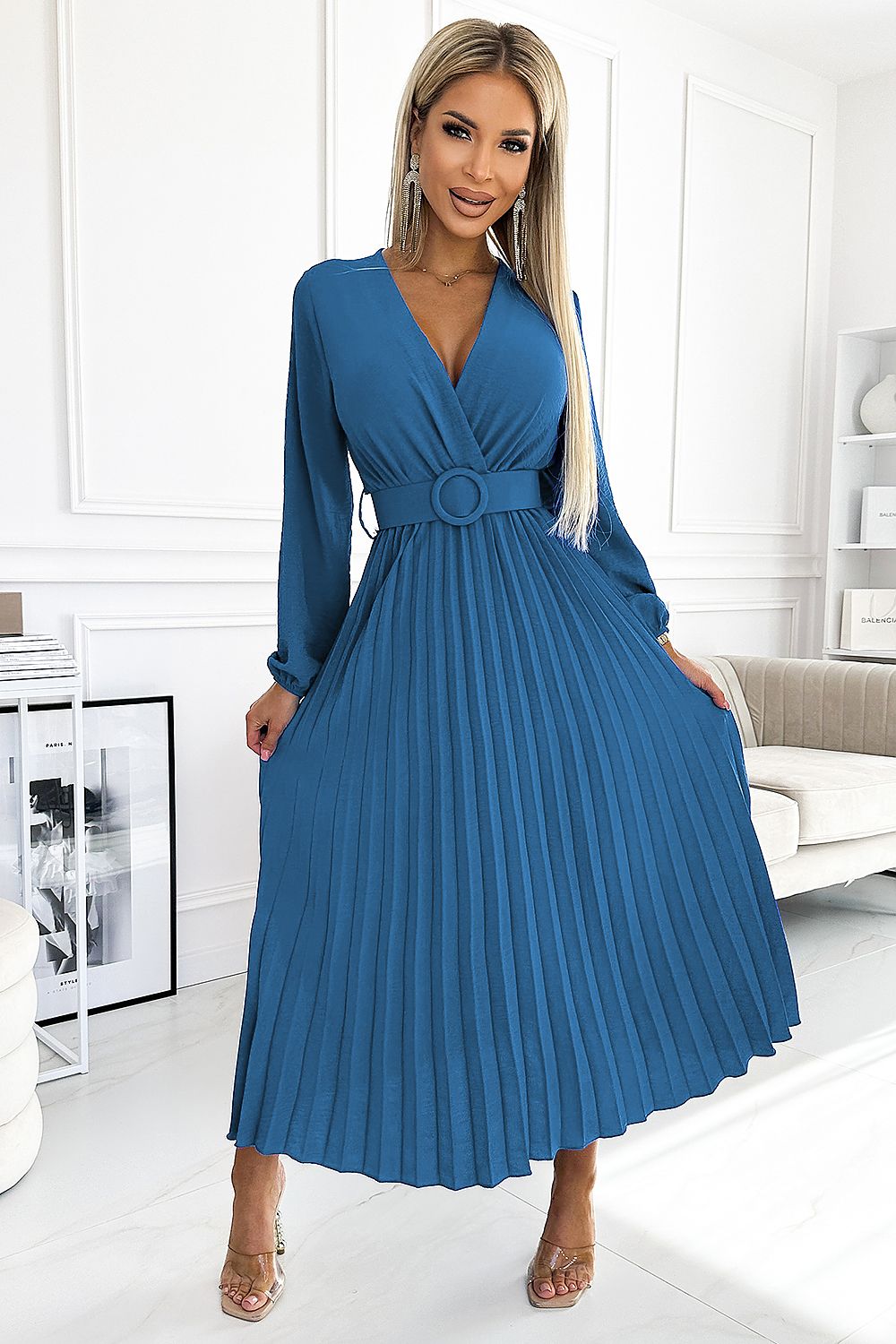 Midi A-line Long-Sleeve Dress