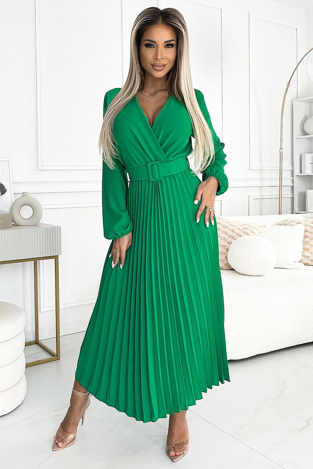 Midi A-line Long-Sleeve Dress