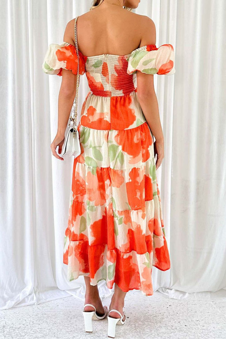 Floral Printed Puff Sleeve Dress