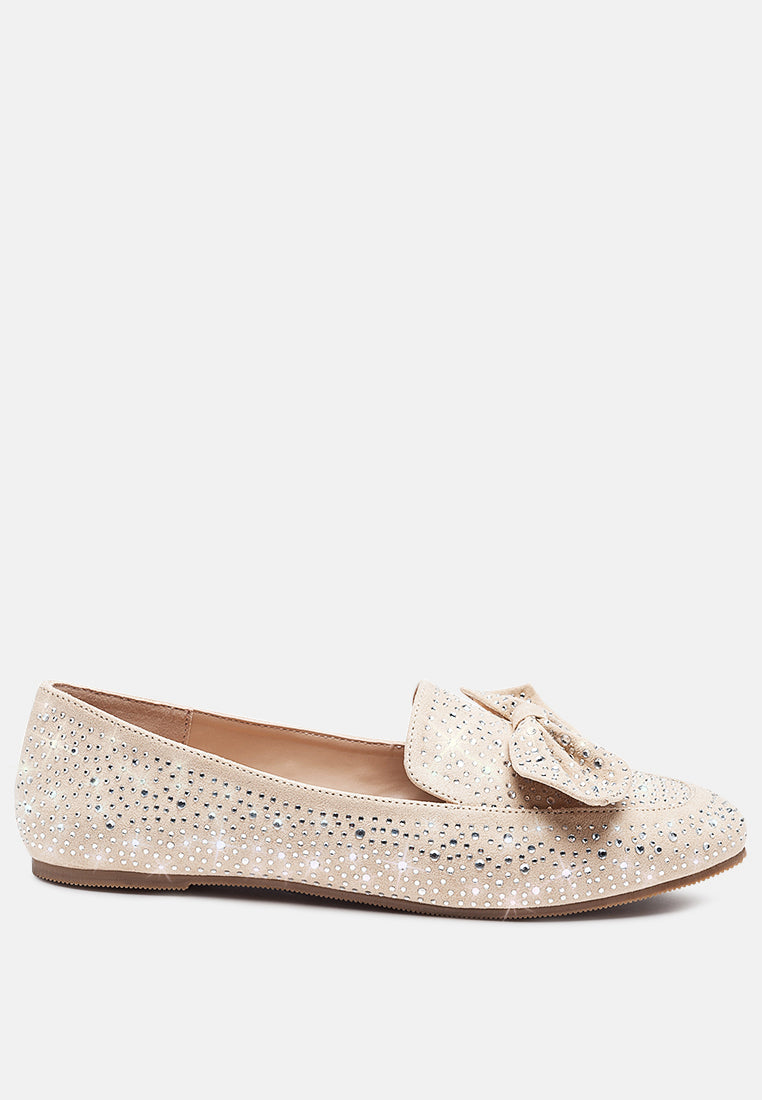 dewdrops embellished casual bow loafers by London Rag