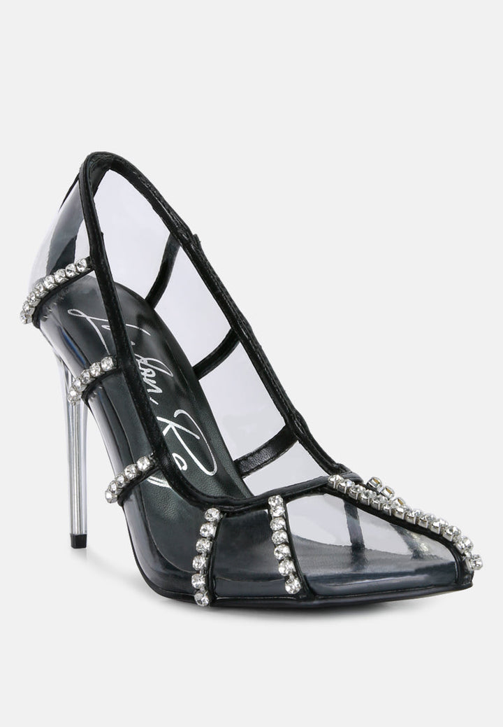 diamante clear stiletto heel pumps by London Rag