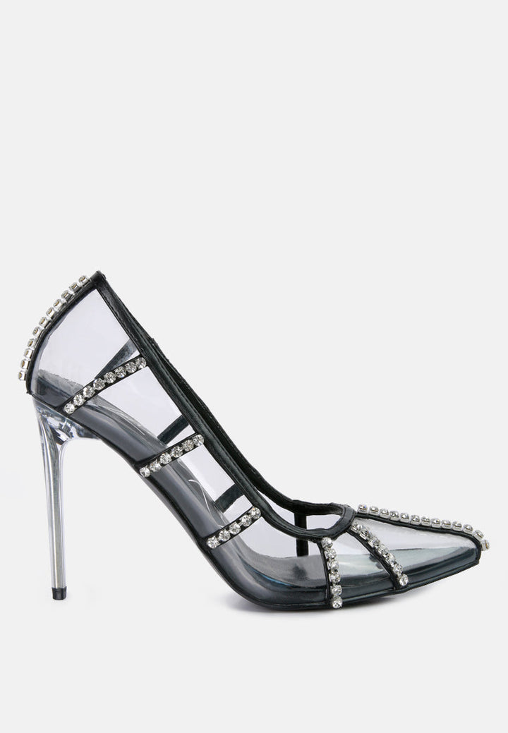 diamante clear stiletto heel pumps by London Rag