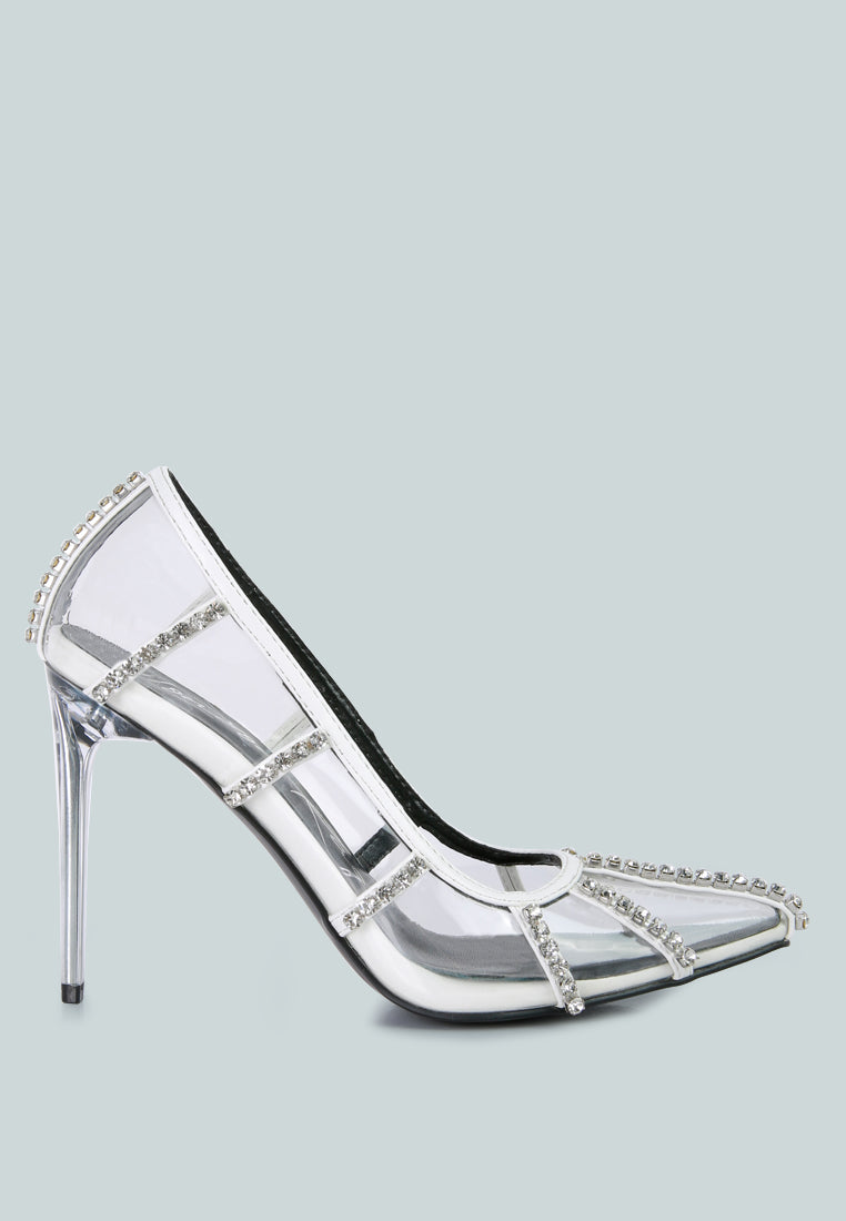 diamante clear stiletto heel pumps by London Rag