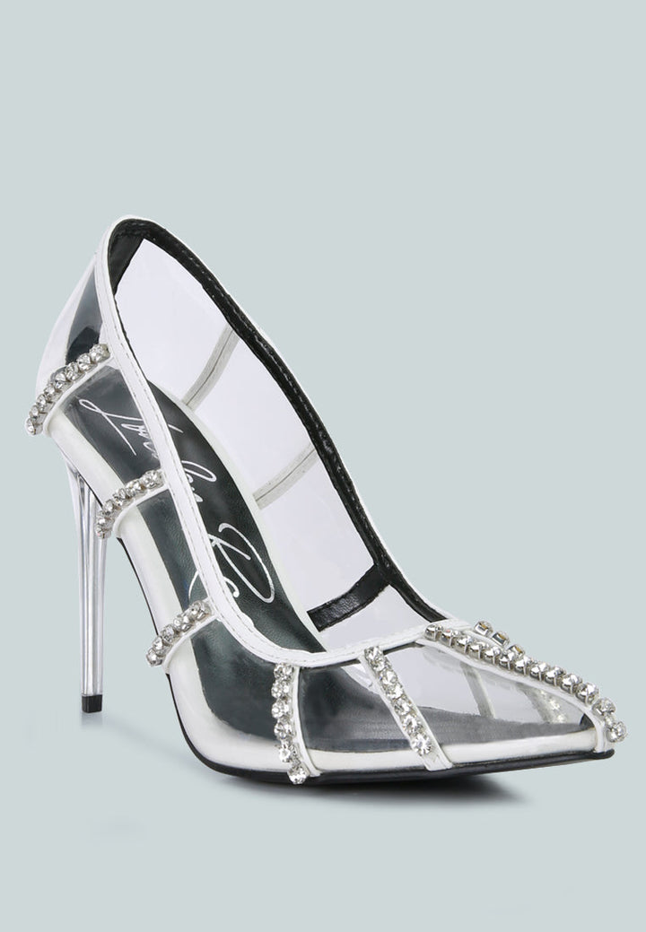 diamante clear stiletto heel pumps by London Rag