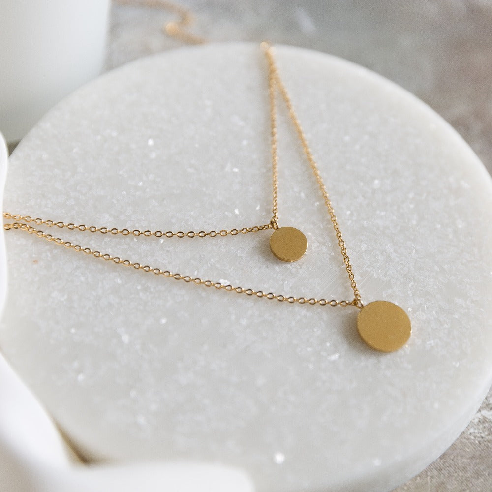 Arvo Layered Double Disc Necklace - Gold by Arvo