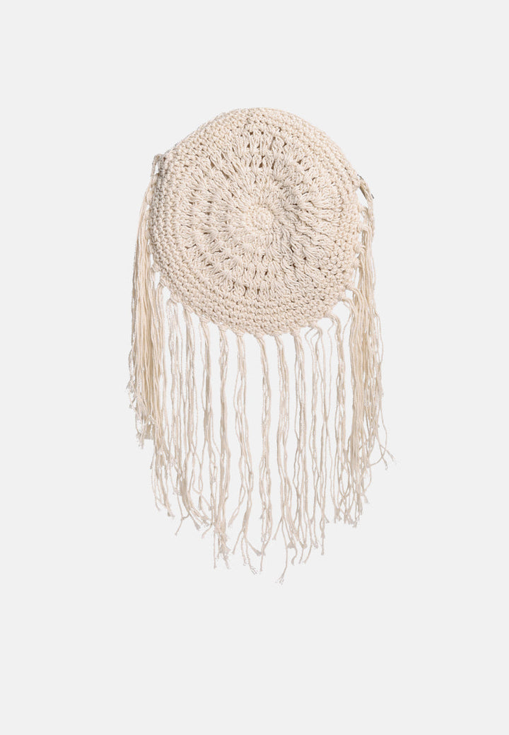 dream catcher handmade crochet boho round bag by London Rag