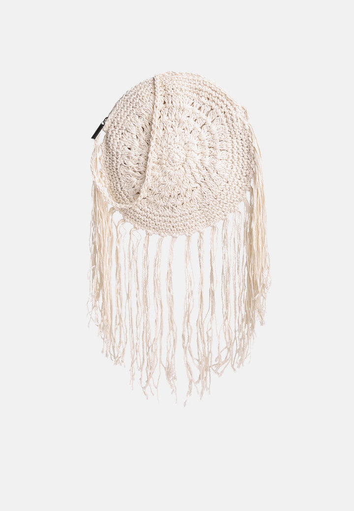 dream catcher handmade crochet boho round bag by London Rag