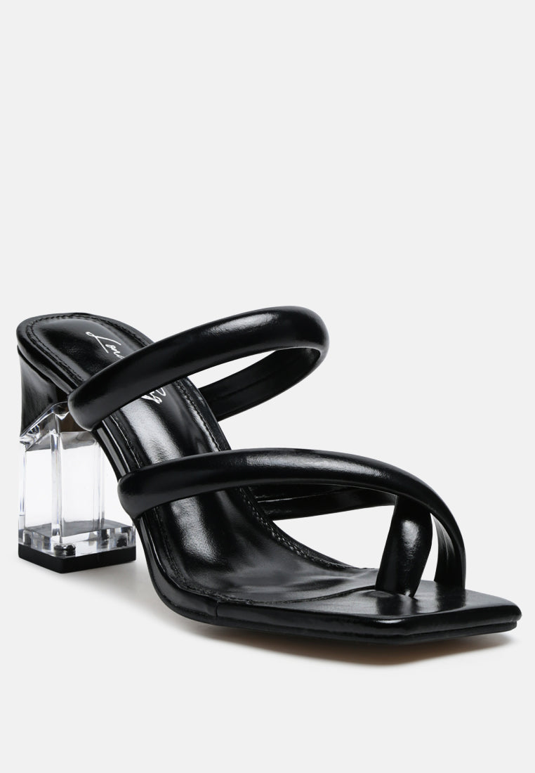 erised clear block heel cross strap sandals by London Rag