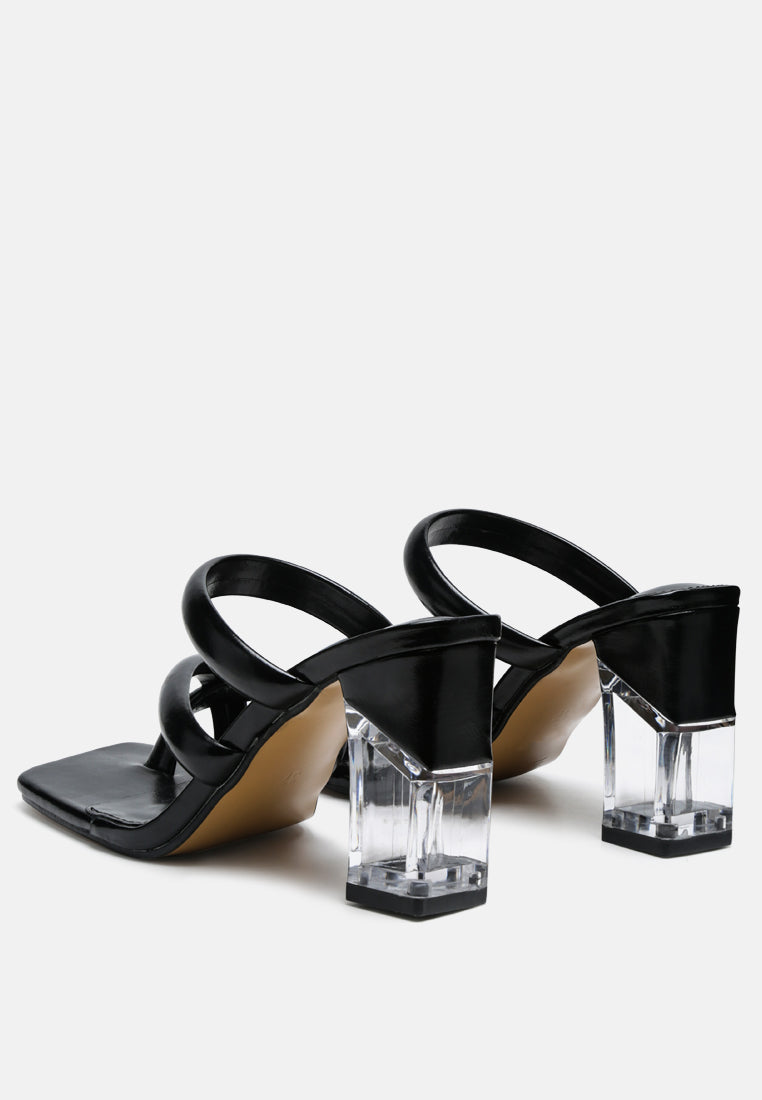 erised clear block heel cross strap sandals by London Rag