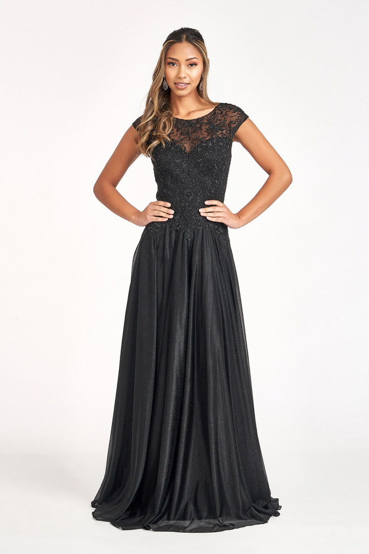 Beads Embellished Embroidered A-line w/ Scoop-Neck Long Mother Of The Bride Dress GLGL3068