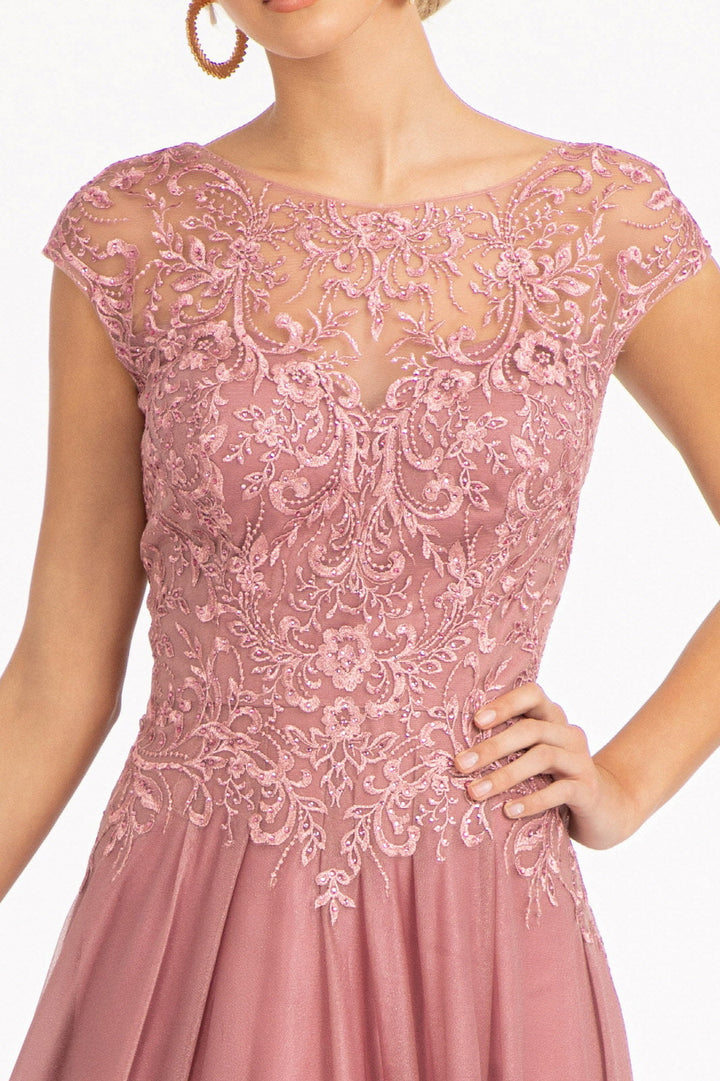 Beads Embellished Embroidered A-line w/ Scoop-Neck Long Mother Of The Bride Dress GLGL3068