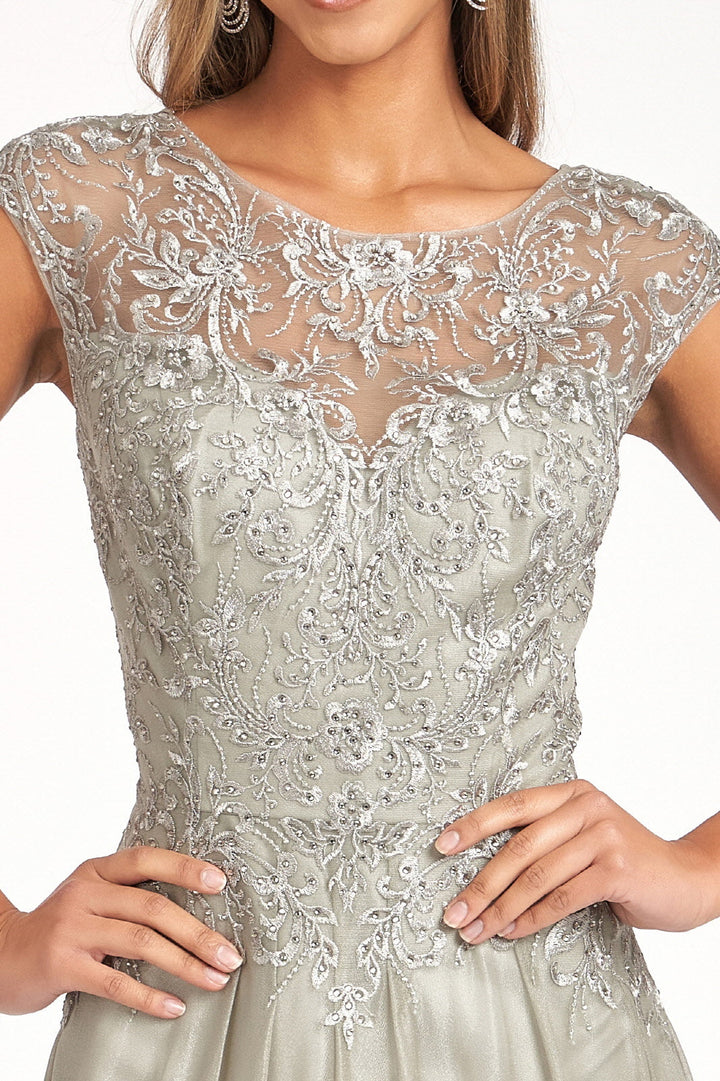 Beads Embellished Embroidered A-line w/ Scoop-Neck Long Mother Of The Bride Dress GLGL3068