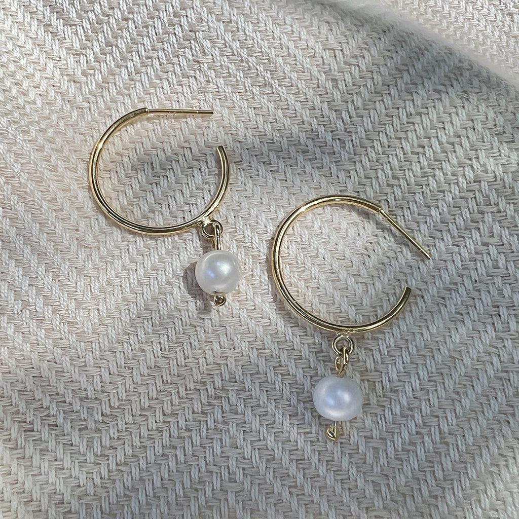 Freshwater Pearl Hoop Earrings by SLATE + SALT