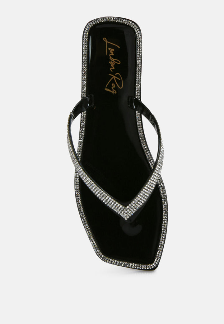 golightly diamante stud detail thong flats by London Rag