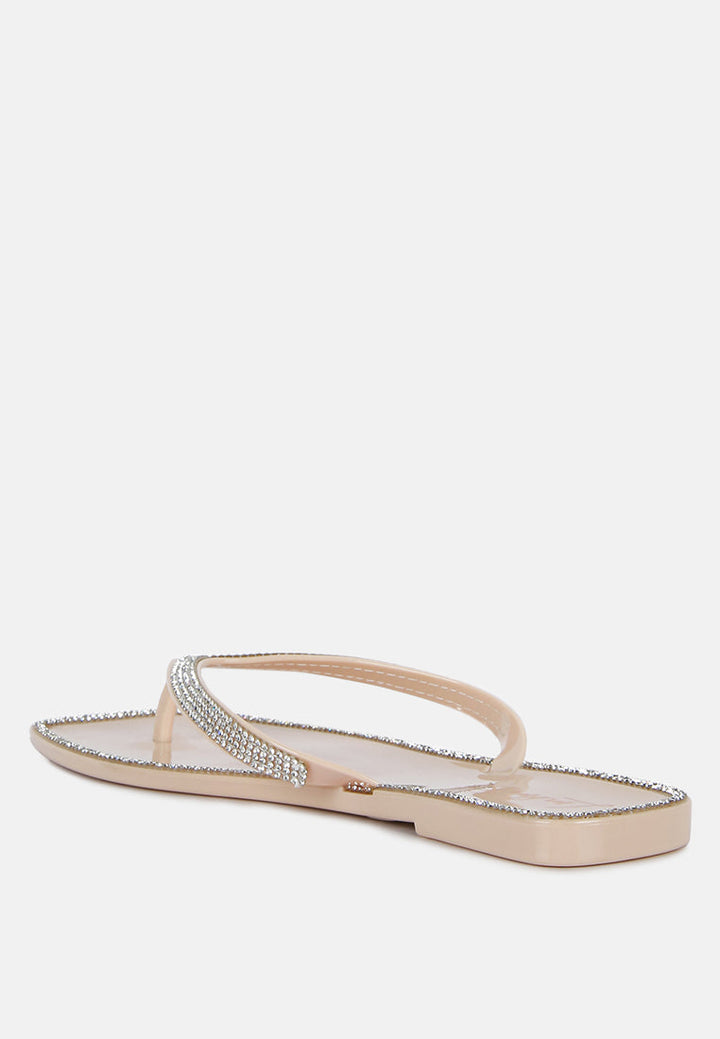 golightly diamante stud detail thong flats by London Rag