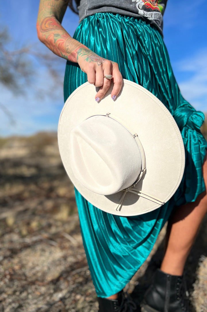 Wide Brim Ivory Fedora Fashion Hat