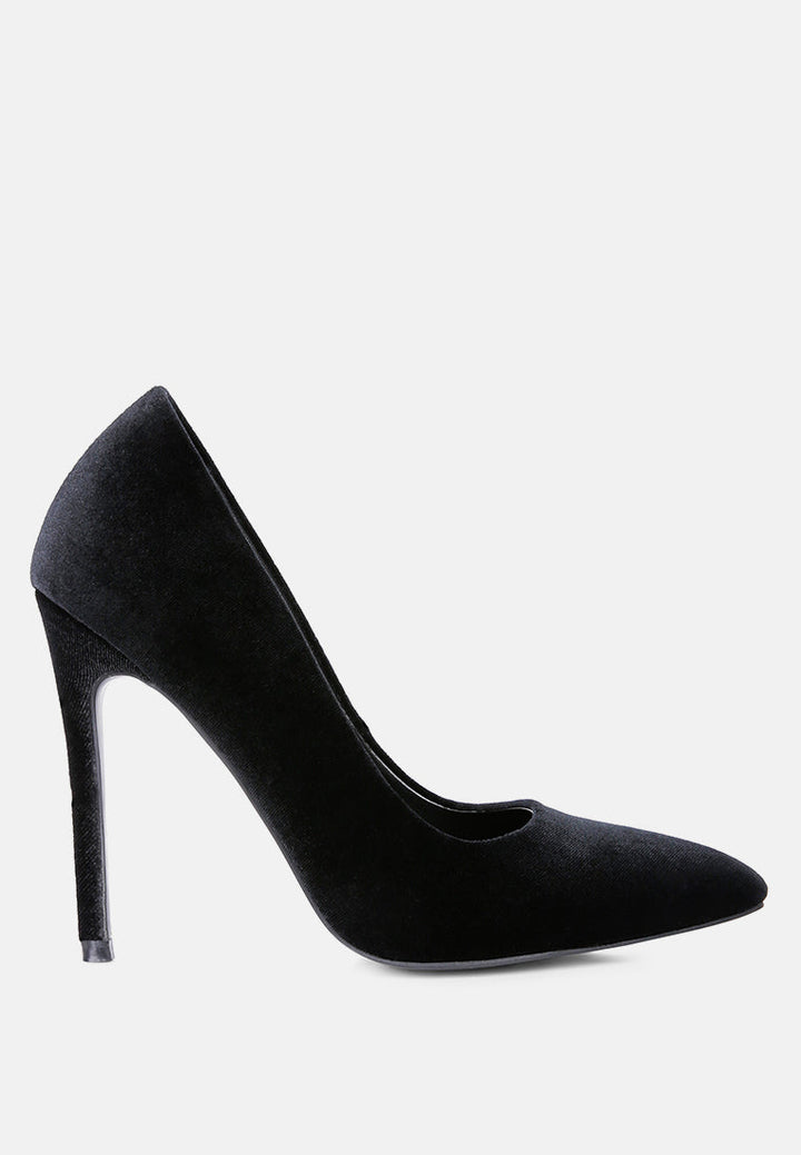 Janessa Velvet Stiletto Heel Pumps by London Rag