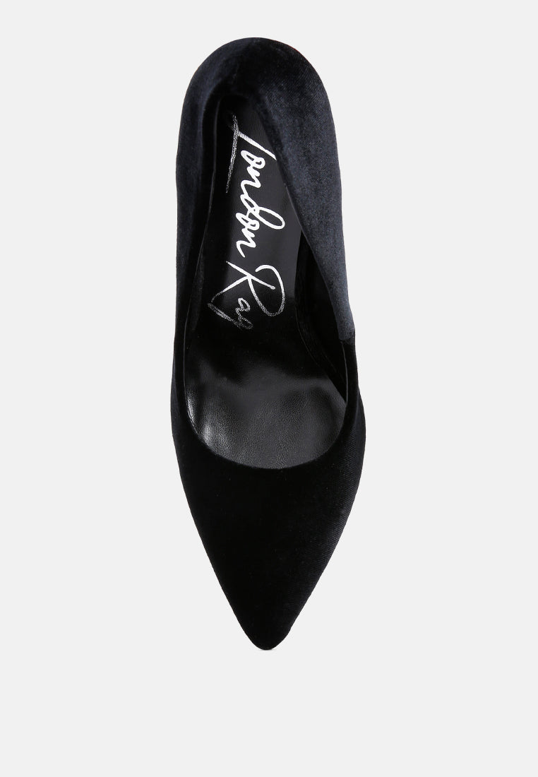 Janessa Velvet Stiletto Heel Pumps by London Rag