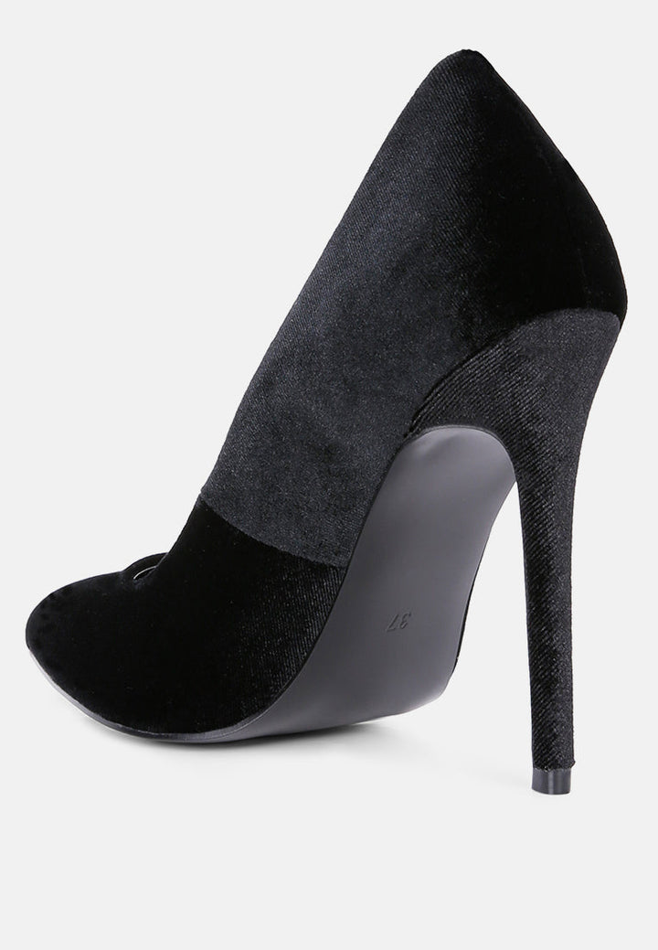 Janessa Velvet Stiletto Heel Pumps by London Rag