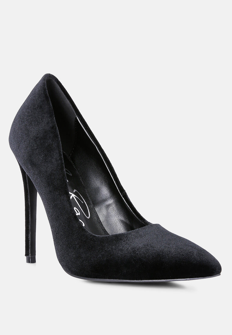 Janessa Velvet Stiletto Heel Pumps by London Rag