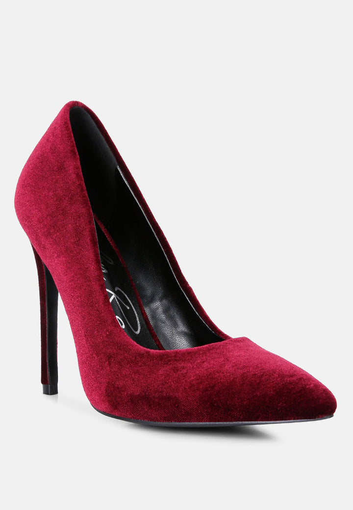 Janessa Velvet Stiletto Heel Pumps by London Rag