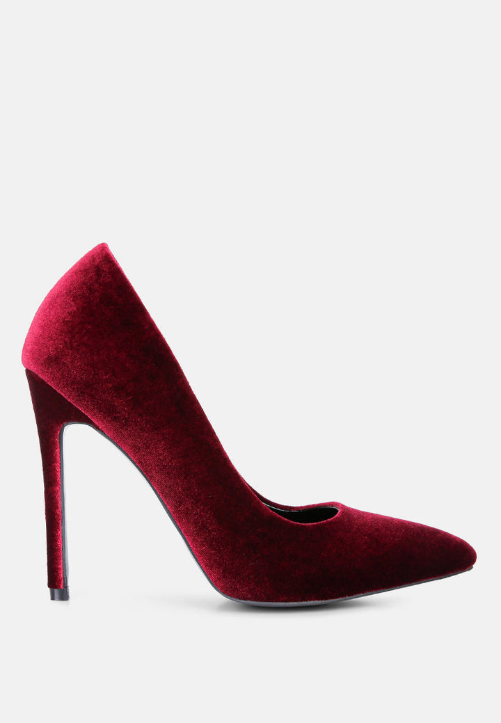 Janessa Velvet Stiletto Heel Pumps by London Rag