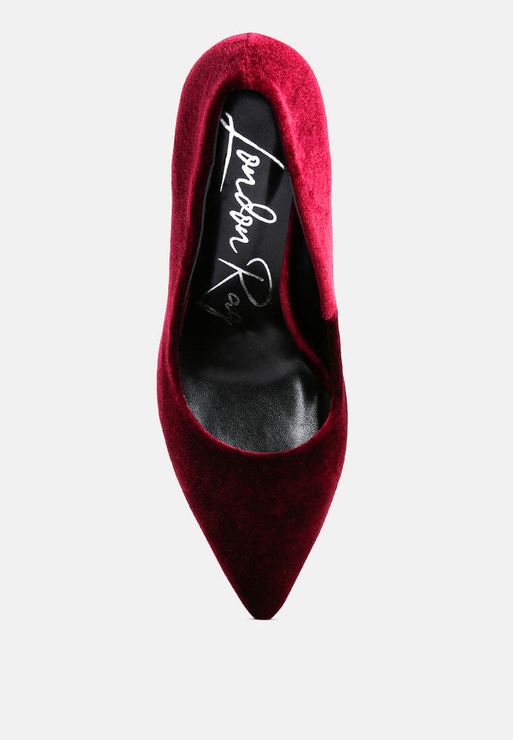 Janessa Velvet Stiletto Heel Pumps by London Rag