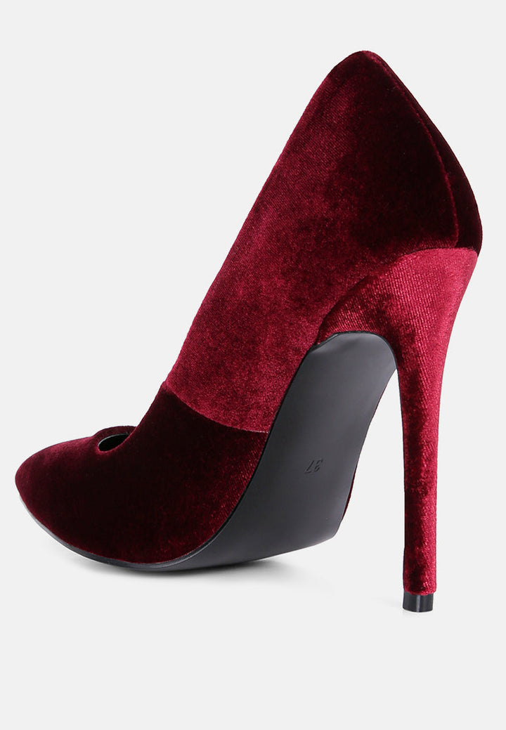 Janessa Velvet Stiletto Heel Pumps by London Rag