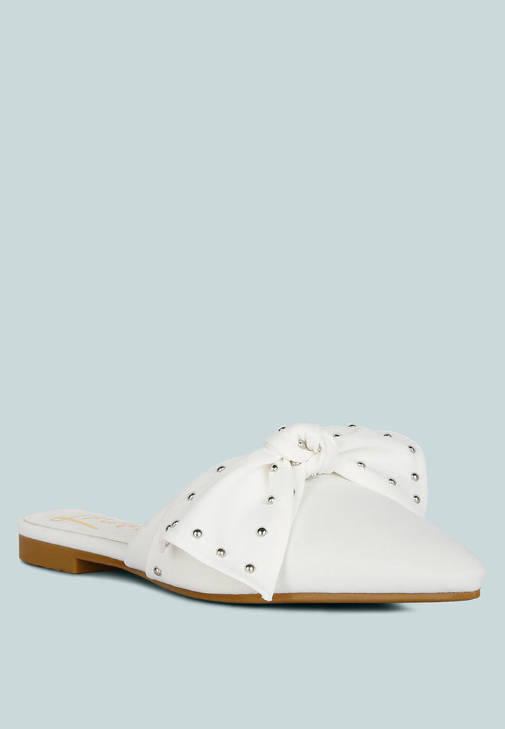 makeover studded bow flat mules by London Rag