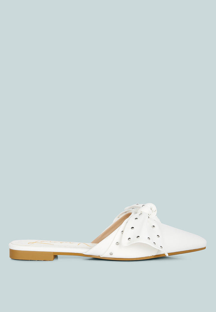 makeover studded bow flat mules by London Rag