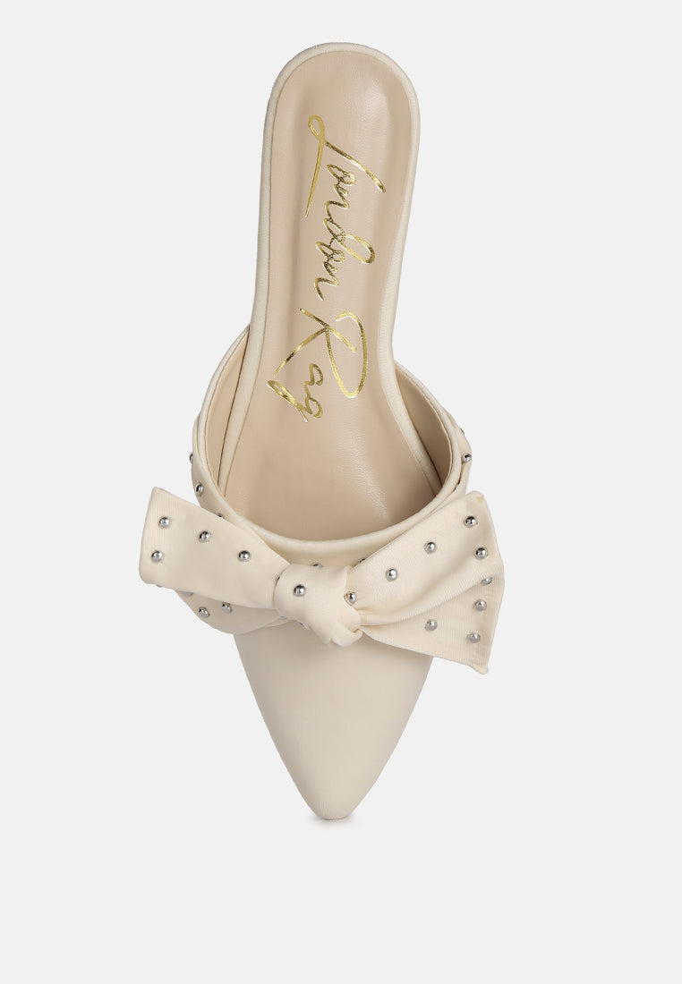 makeover studded bow flat mules by London Rag