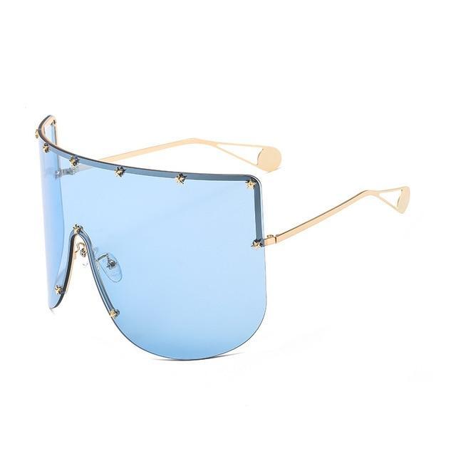 Elaiza Oversized Sunglasses - Gold Blue by Marigold Shadows