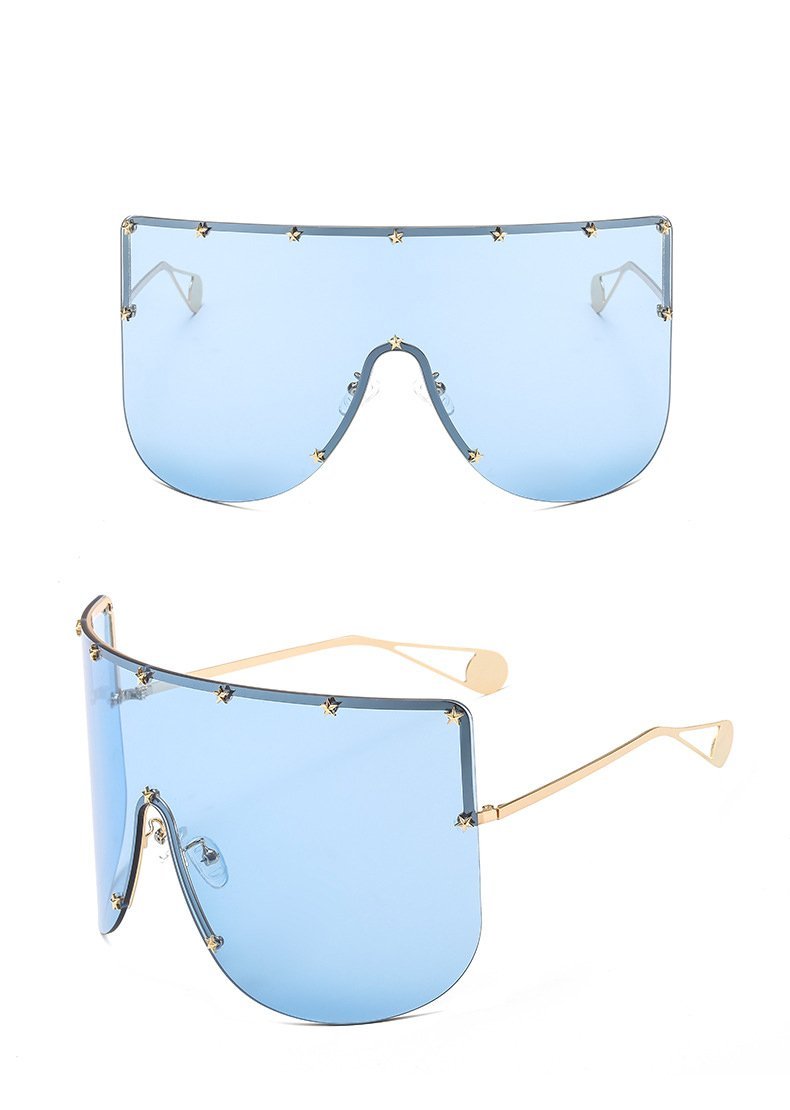 Elaiza Oversized Sunglasses - Gold Blue by Marigold Shadows