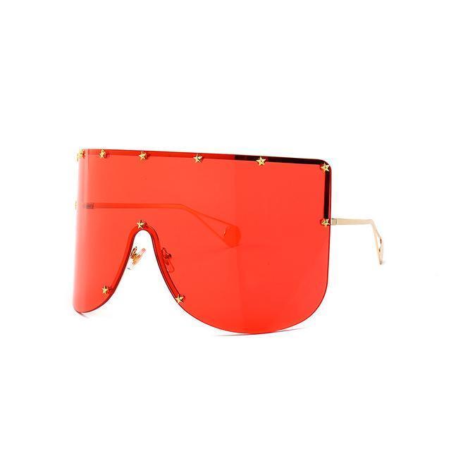 Elaiza Oversized Sunglasses - Gold Red by Marigold Shadows