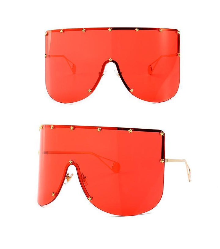 Elaiza Oversized Sunglasses - Gold Red by Marigold Shadows