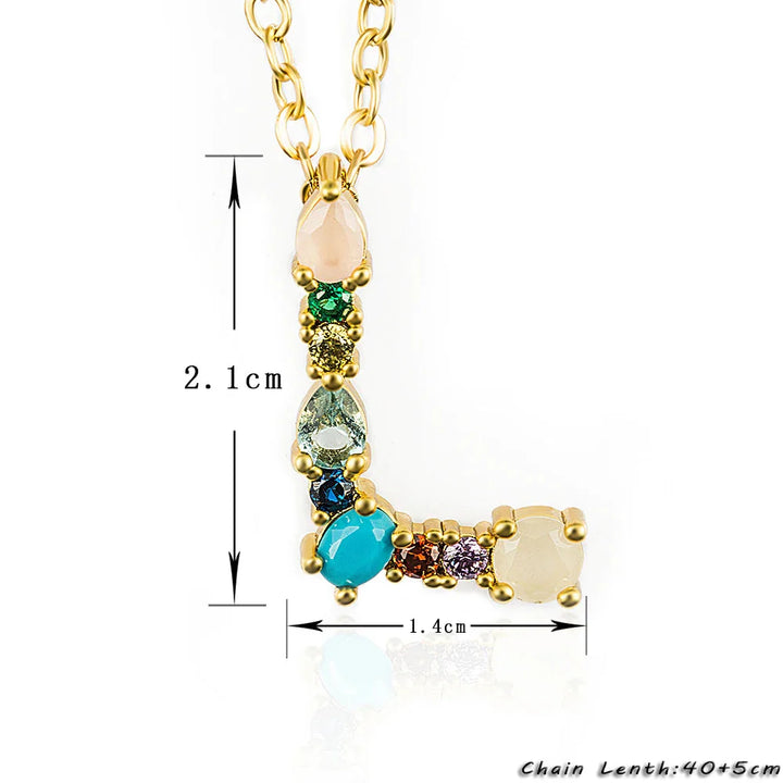 Lettre Multicolor Initial Charm Necklace by Marigold Shadows