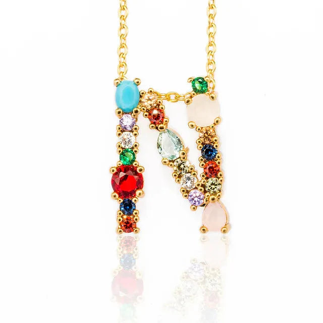 Lettre Multicolor Initial Charm Necklace by Marigold Shadows