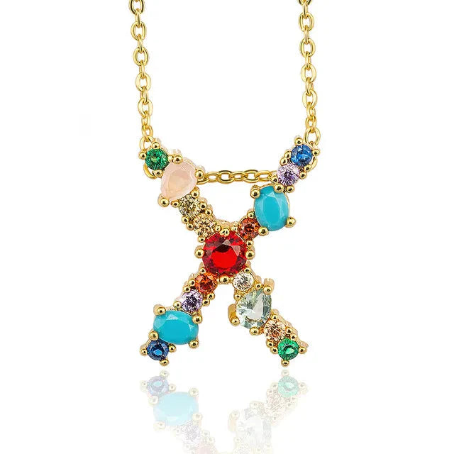 Lettre Multicolor Initial Charm Necklace by Marigold Shadows