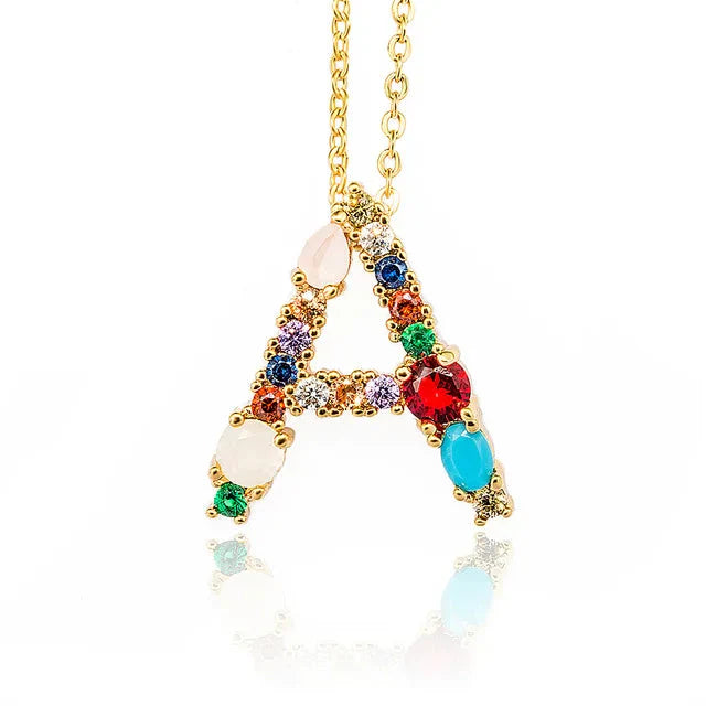 Lettre Multicolor Initial Charm Necklace by Marigold Shadows