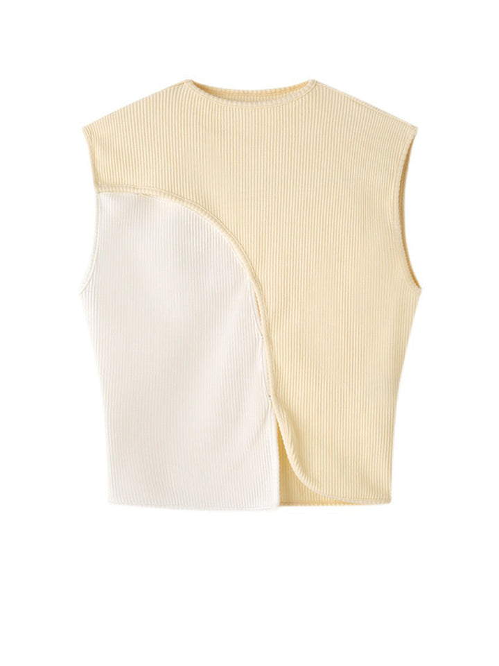 Slopee Irregular Crop Tank - Beige by Marigold Shadows