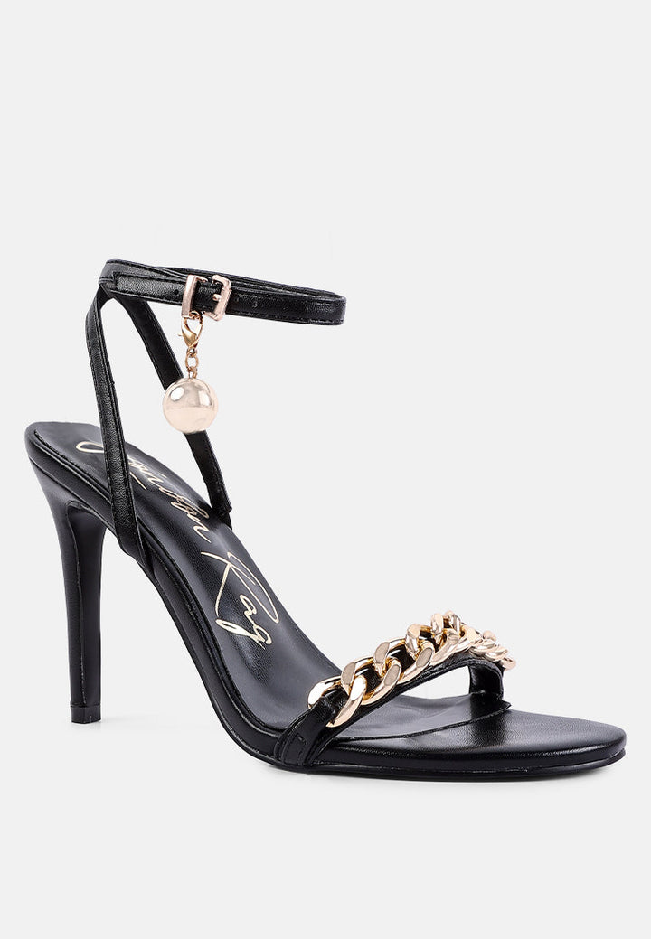 mooning metal chain strap stiletto sandals by London Rag