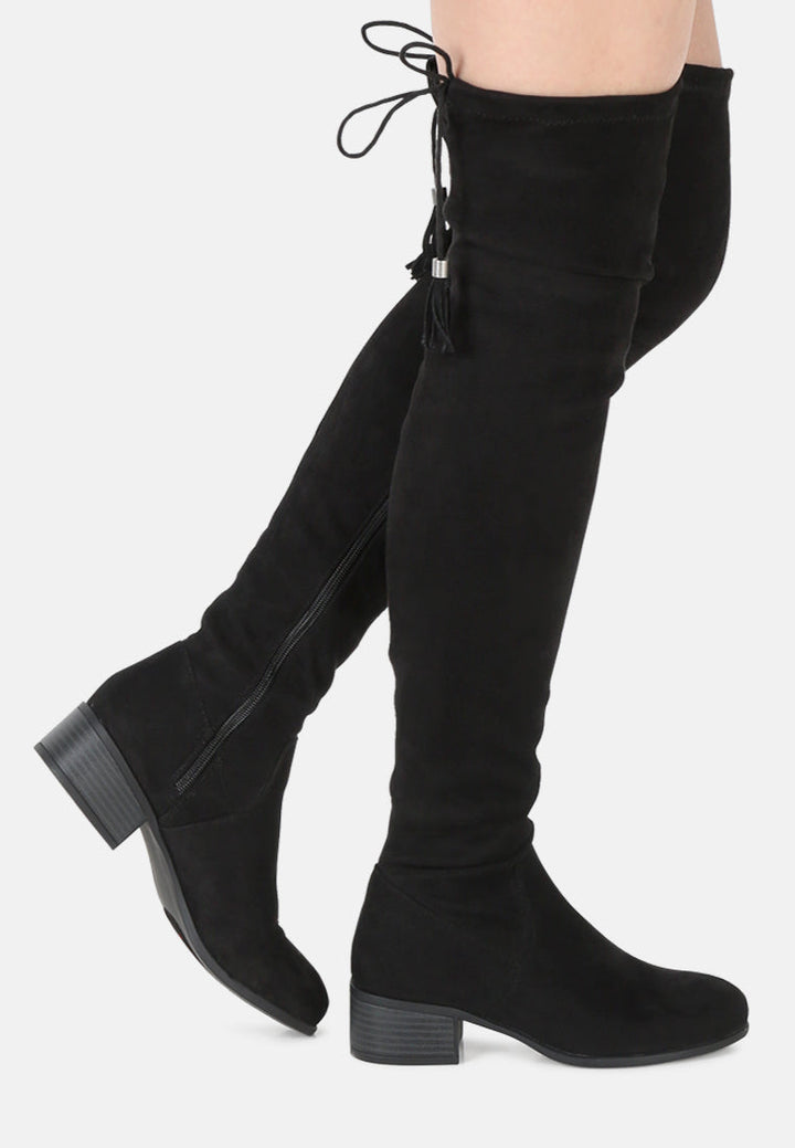 Nople Knee Boots With Drawstring by London Rag